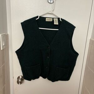 Vintage Tabi International 100% Wool Dark Forest Green Knit Vest Unisex Womens L